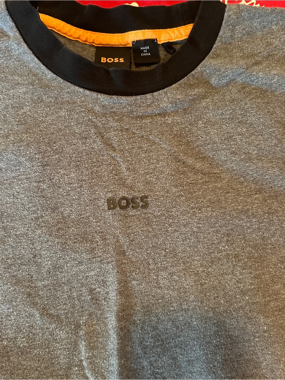 Boss Long Sleeve Gray & Black Tee Shirt